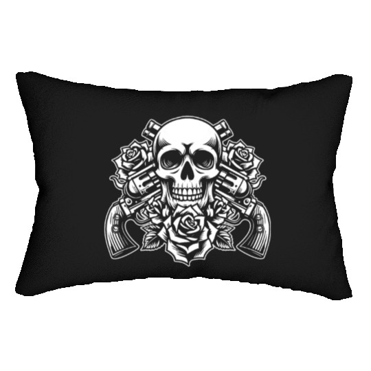 Skeleton Roses Guitar Guns Skull Roses Lumbar Pillows
