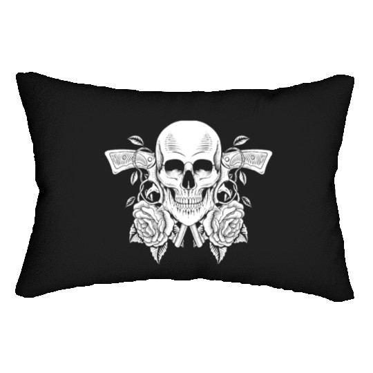 Skeleton Roses Guitar Guns Skull Roses Lumbar Pillows