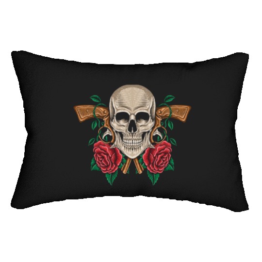 Skeleton Roses Guitar Guns Skull Roses Lumbar Pillows