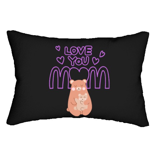 Peach Cute Mom And Baby Bear Mother s Day Card 1 Lumbar Pillows