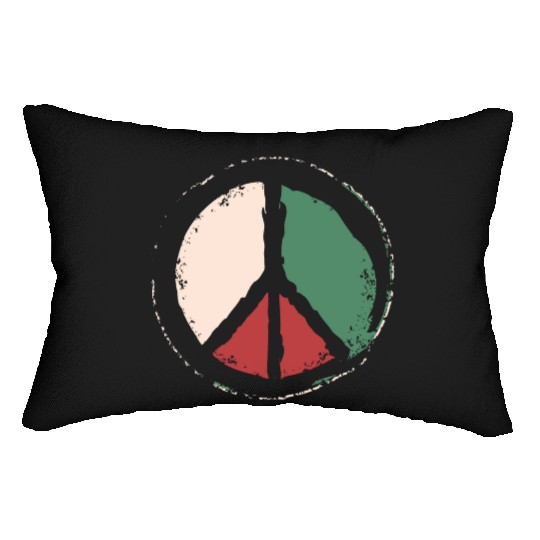 Free Palestine - Peace Symbol Lumbar Pillows