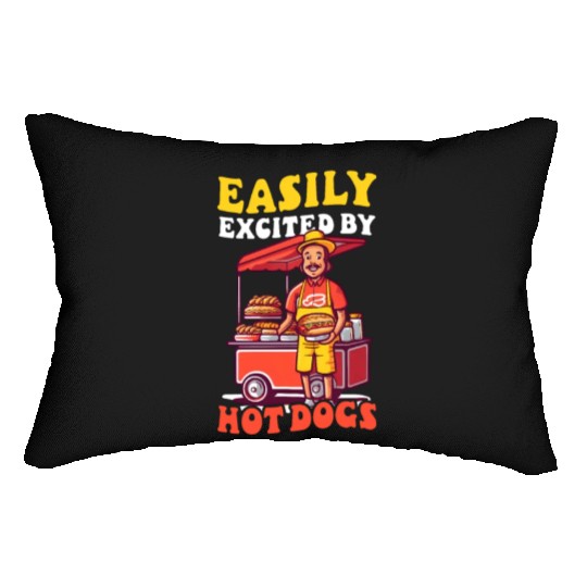 Hot Dog Excited By Hot Dogs Vendor Lumbar Pillows