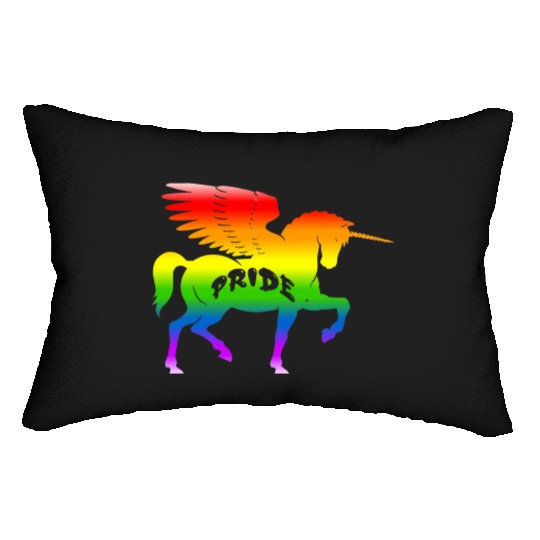 Rainbow pride unicorn Lumbar Pillows