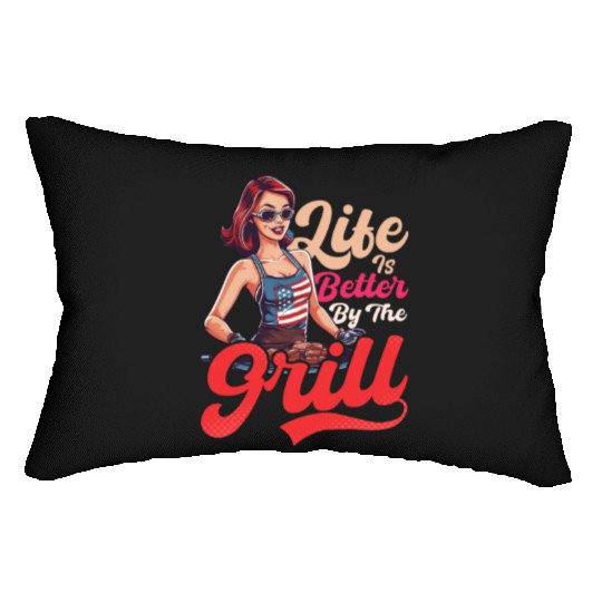 4th Of July BBQ Better By The Grill Lumbar Pillows