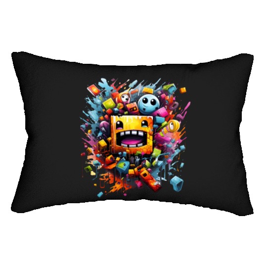 geometry dash Lumbar Pillows