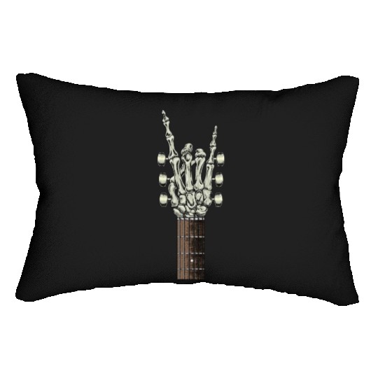 Rock On Skeleton Hand Guitar Rock Roll Rock Band Lumbar Pillows