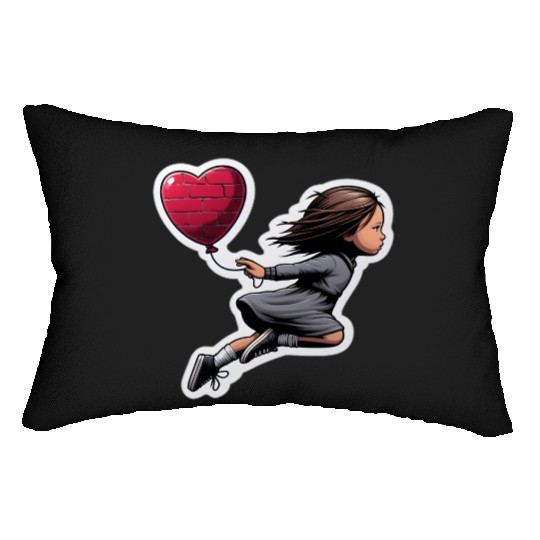 Girl with Balloon by Banksy, Iconic Street Art Lumbar Pillows