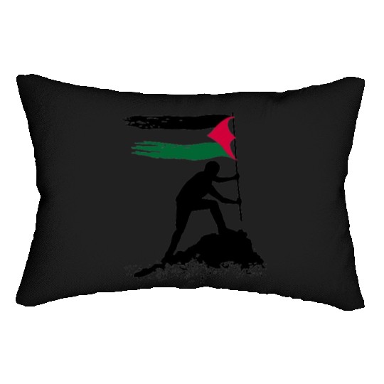 free palestine standing flag silhouette Lumbar Pillows