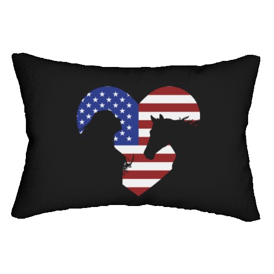 American Flag Horse lover for girls & women Lumbar Pillows