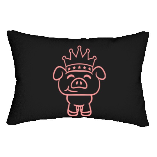 Pig King Queen Crown Prince Princess Piggy Piglet Lumbar Pillows