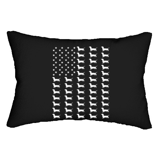 American Flag Silhouette Dachshund 4th Of July Lumbar Pillows