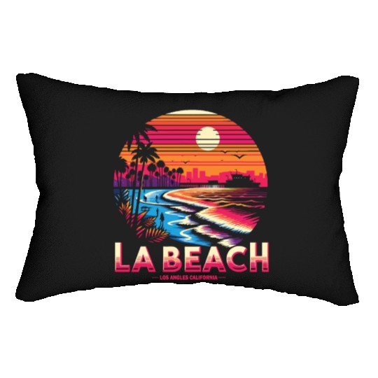 LA BEACH ,Los Angeles California Beach Lumbar Pillows