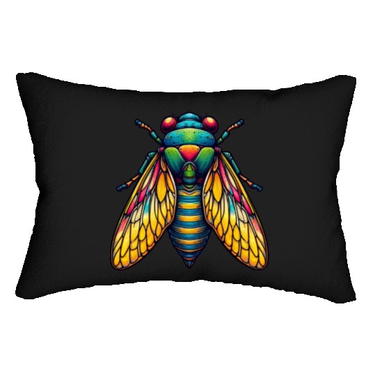 Colorful Cicada Insect Great Eastern Brood Cicada Lumbar Pillows