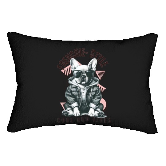 Frenchie Dog Dad Vibes : French Bull dog Lumbar Pillows