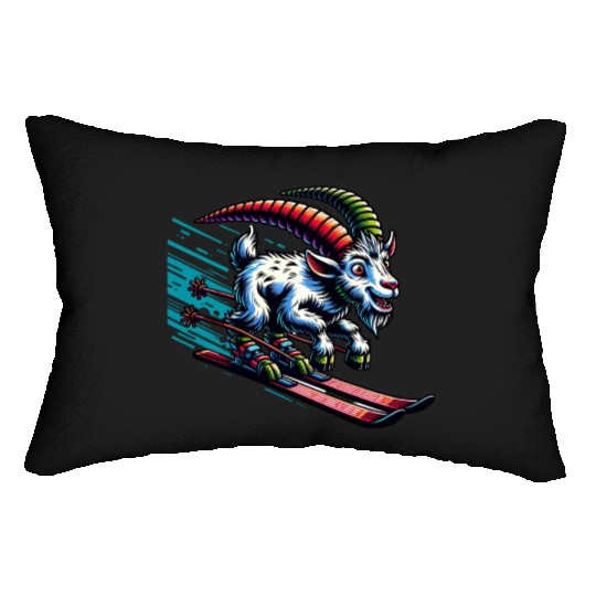 Goat Skiing Downhill Winter Sports Design Lumbar Pillows