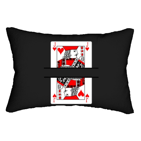Playing card jack of hearts with banner space Lumbar Pillows