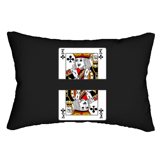 Playing card clover king with banner space Lumbar Pillows