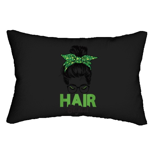 Hairstylist St Patrick's Day Shamrock Messy Bun Lumbar Pillows