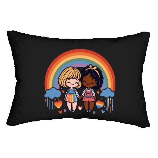 Cute Lesbian Sapphic Whitey Melanin Rainbow Pride Lumbar Pillows