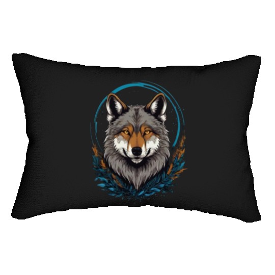 Flag Wolves July Howling Wolf Lumbar Pillows