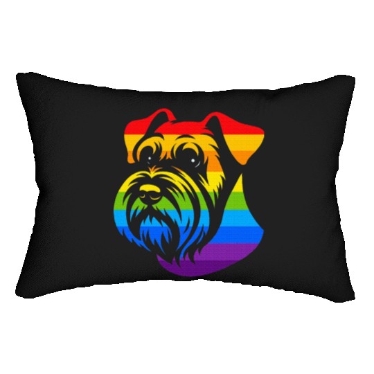 Miniature Schnauzer Rainbow LGBT Gay Pride Lesbian Lumbar Pillows