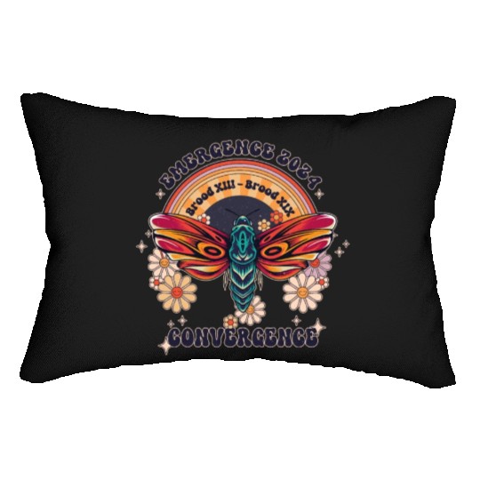 Retro Flying Insects Invasion Cicada Tour 2024 Lumbar Pillows