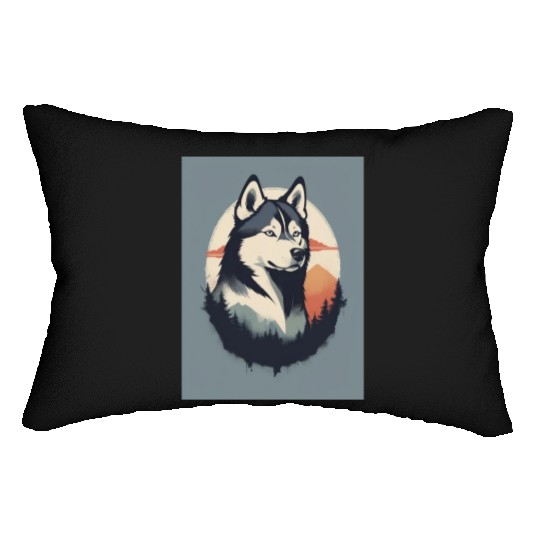 Husky Dog 2 - Japanese Old Vintage Lumbar Pillows