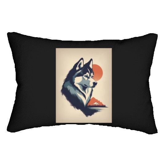 Husky Dog 3 - Japanese Old Vintage Lumbar Pillows