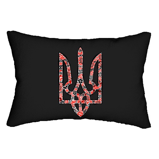 Ukraine trident Tryzub in red and black colors Lumbar Pillows