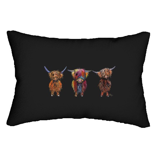 CoW PRiNT ANiMaL PRiNT HiGHLaND CoWS ' ALL THRee ' Lumbar Pillows