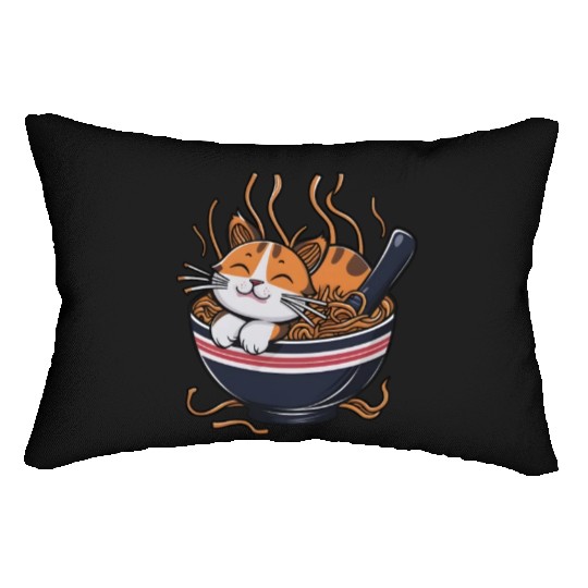 Kawaii Otaku cat Ramen Bowl Japanese Noodles Lover Lumbar Pillows