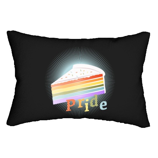Piece of rainbow cake in delicate pastel colors Lumbar Pillows