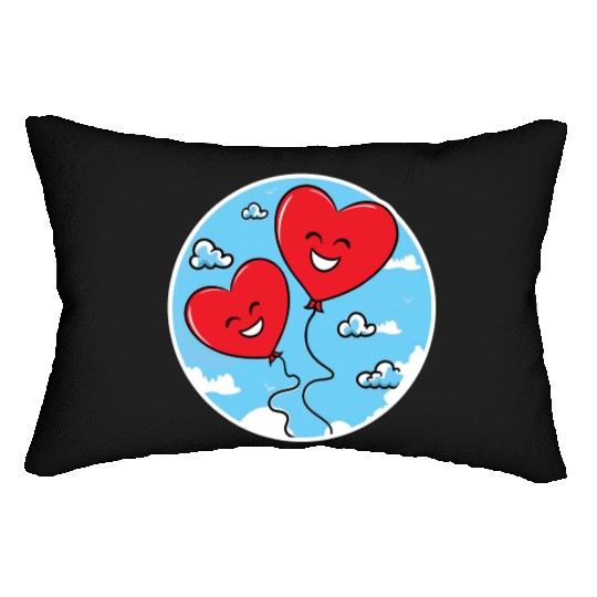 Smiling red heart balloons Lumbar Pillows