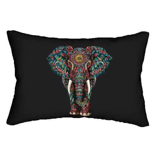 Elephant Mandala for a Art lover Elephant fan Lumbar Pillows