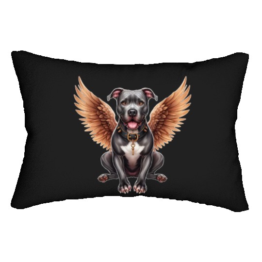 Pitbull Angel with Wings Dog in Heaven Lumbar Pillows