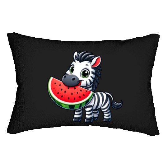 Zebra melon watermelon fruit fruity Lumbar Pillows