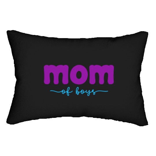 Mom of Boys in Teal and Purple Lumbar Pillows
