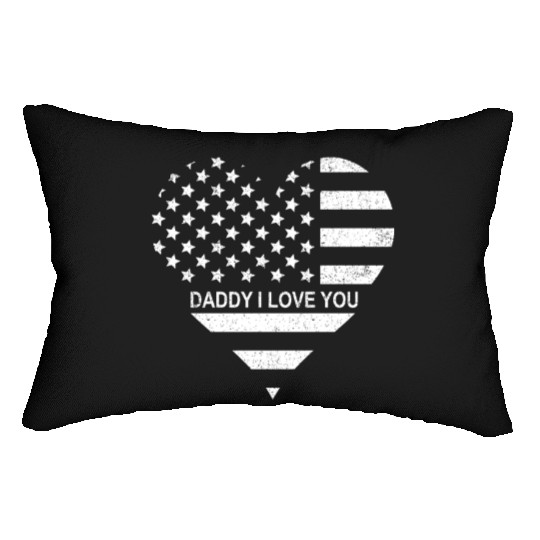 I Love Daddy American Flag Heart Gift Fathers Day Lumbar Pillows