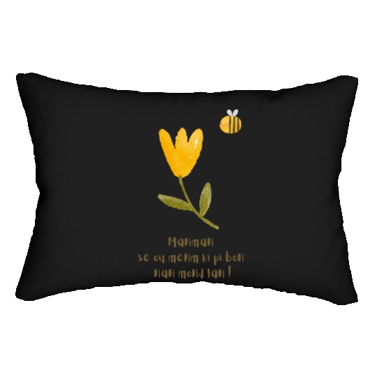 Haitian Mother's Day : Watercolor Flower &Bee Lumbar Pillows