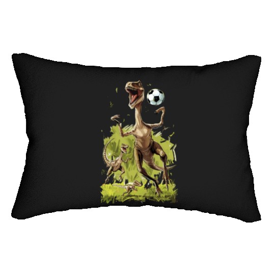 Soccer Ball Velociraptor Dinosaur Football Lumbar Pillows