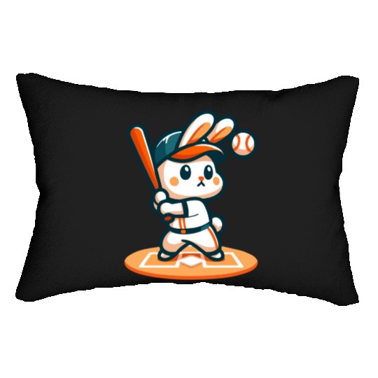 Home Run Hopper: Baseball Bunny Lumbar Pillows