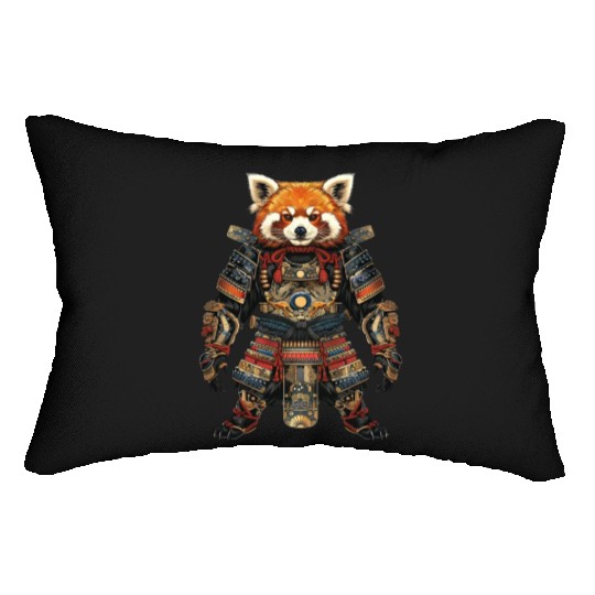 Samurai style red panda Lumbar Pillows