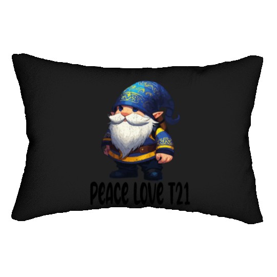 t21 gnomes Peace Love Lumbar Pillows