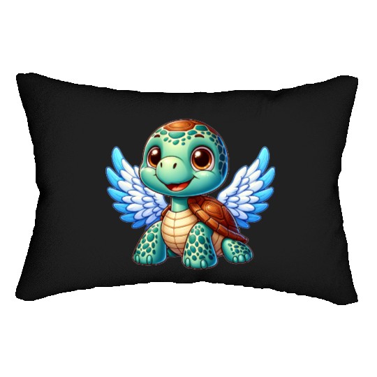 Angel Turtle with Wings and Halo Lumbar Pillows