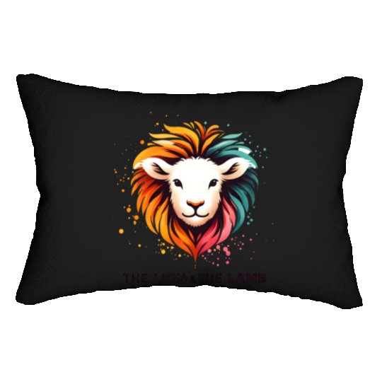 The Lion And The Lamb Abstract Art Design Lumbar Pillows