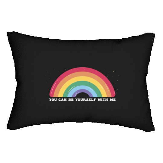 You Can Be Yourself With Me - LGBTQ Ally Gay Lumbar Pillows