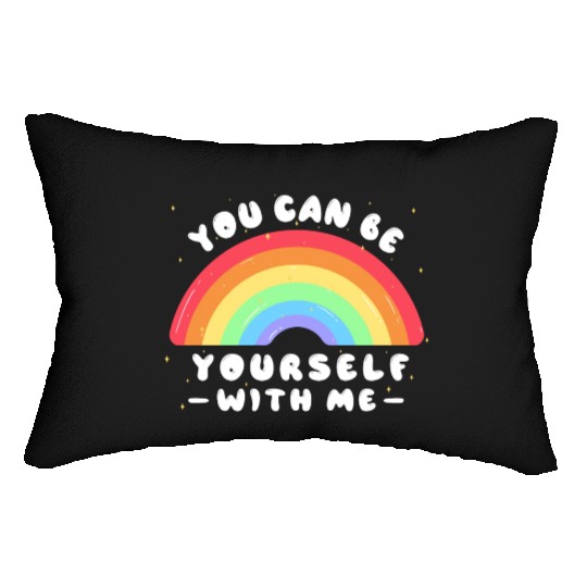 You Can Be Yourself With Me - LGBTQ Ally - Pride Lumbar Pillows