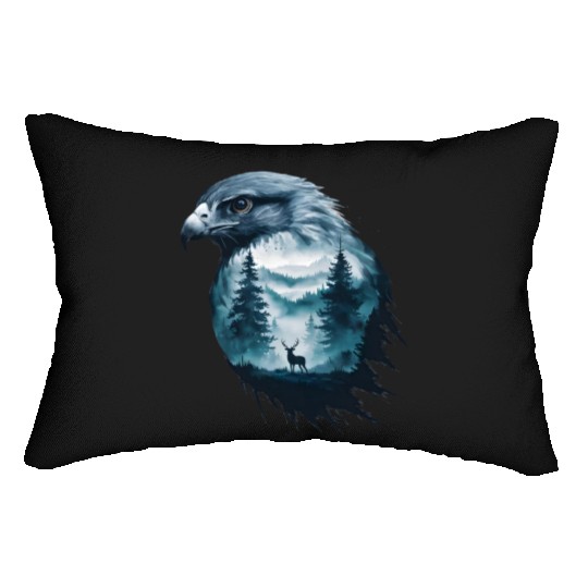 Majestic Eagle And Serene Wilderness Scene Lumbar Pillows