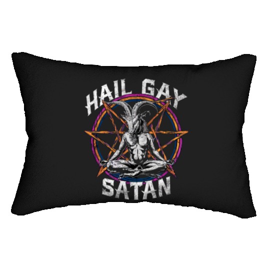 Funny Hail Gay Satan LGBT Goth Gay Pride Baphomet Lumbar Pillows
