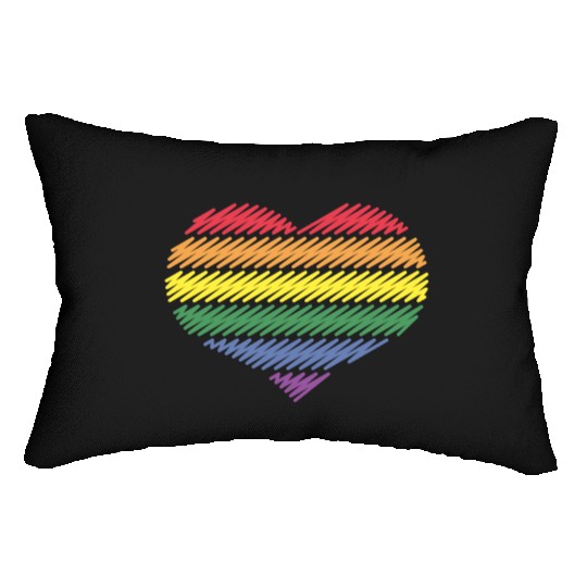 Rainbow Heart (Love / Scribble / 6s / PNG) Lumbar Pillows
